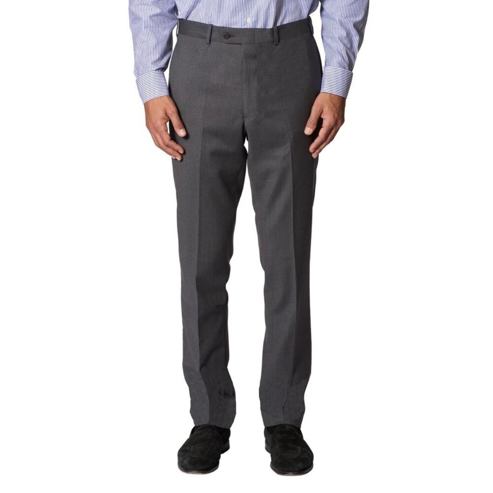 JB Britches Men's 30x30 Wool Blend Dress Pants Gray Flat Front G1867